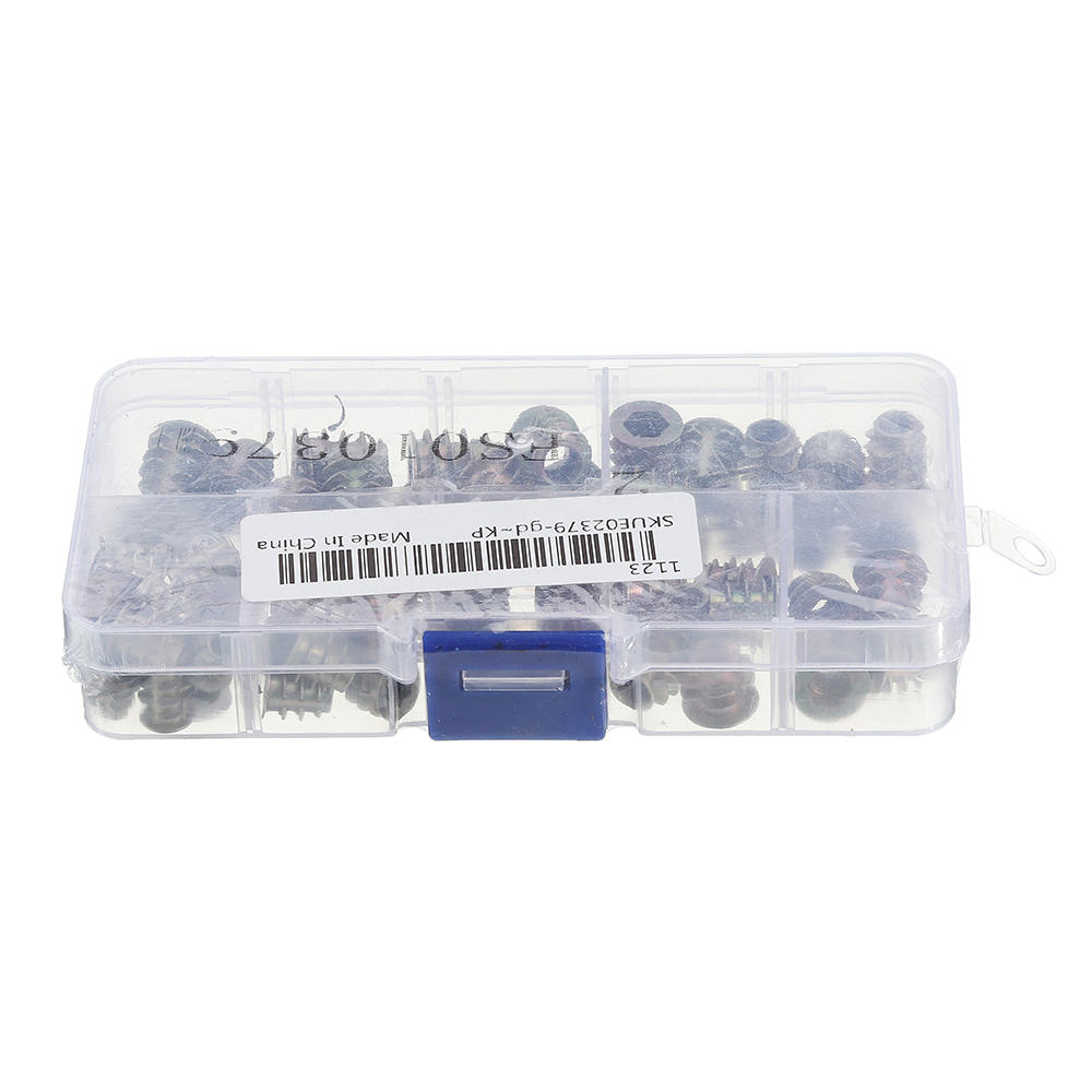 70Pcs M4/M5/M6 Zinc Alloy Wood Furniture Hex Socket Drive Head Threaded Insert Nut Internal and External Nut 8-15mm