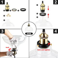 220V Vintage Industrial Pendant Light Horn-like Glass Shade Without Bulb
