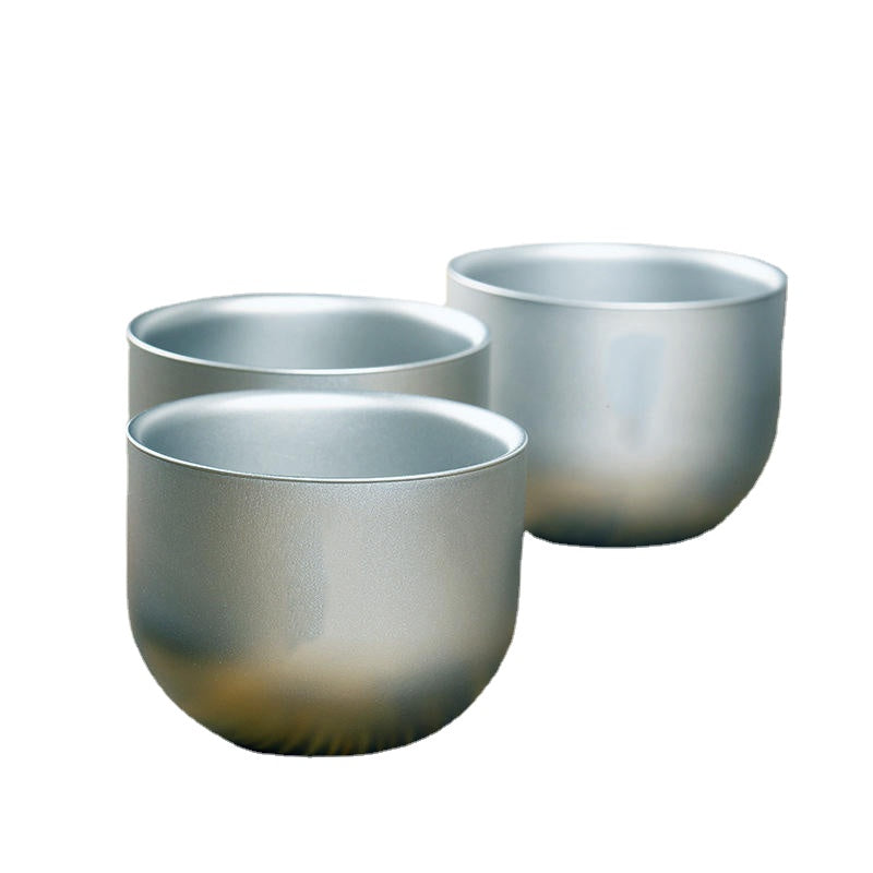1 Pcs 150ml Water Cup Pure Titanium Camping Travel Portable Tea Cup Double Anti-scalding Cup