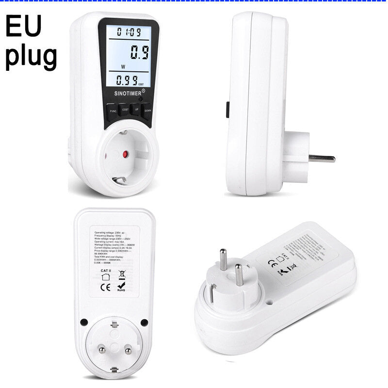 Plug Socket Digital Wattmeter Meter Power Consumption Watt Energy Meter KWh Electricity Analyzers Monitors with Backlight 110V/220V