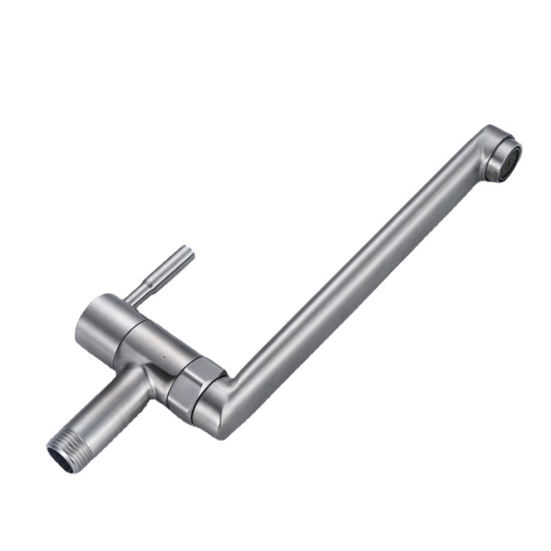 Wall Mount Kitchen Single Cold Faucet 304 Stainless Steel Into The Pool Fast Open With Long Tap Bocks Mop Washing Machine
