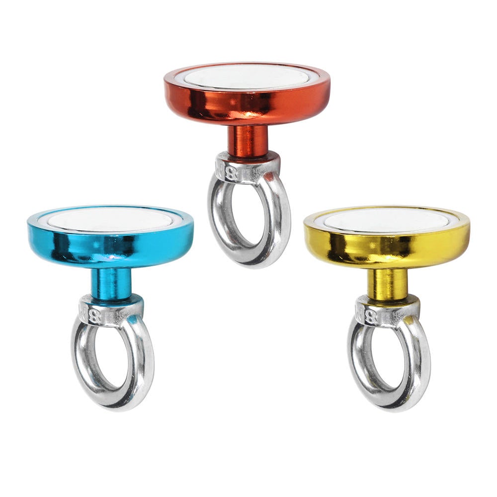 48mm 90kg Neodymium Recovery Magnet Metal Detector Circular Eyebolt Red/Yellow/Blue