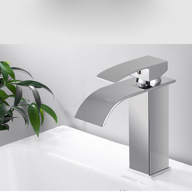 Waterfall Plating Bathroom Basin Faucet Single Lever Hole Hot And Cold Washing Tap