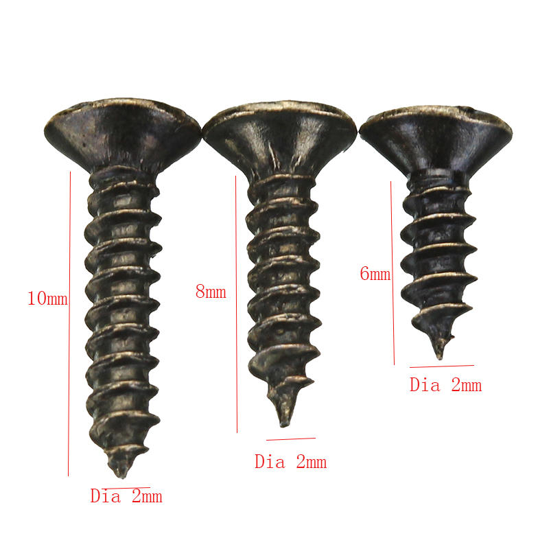 M2 6-10mm Bronze Self-Tapping Phillips Screws Tone Flat Head Round Rivet Wood Screws