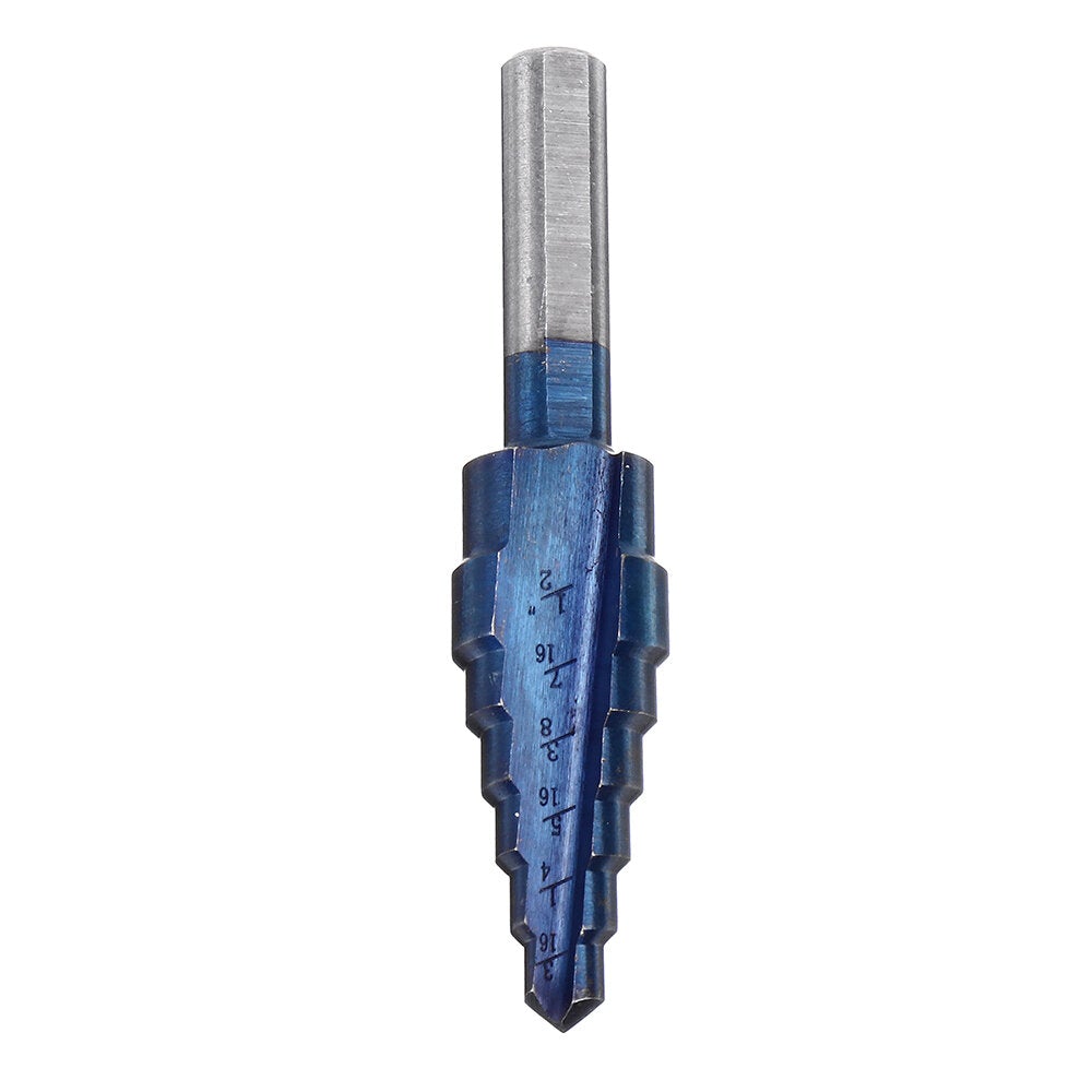 5pcs HSS Blue Nano Coating Step Drill Bit Set Multiple Hole 1/8 to 1-3/8 Inch 50 Sizes with Aluminum Case or Opp Bag