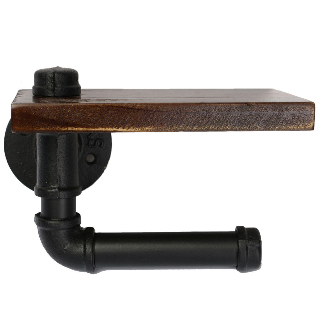 Retro Industrial Style Toilet Paper Holder with Sundries Stand