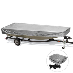 10ft / 10-12ft / 12-14ft / 14-16ft Jon Boat Cover 210D Waterproof Sun Protection Silver