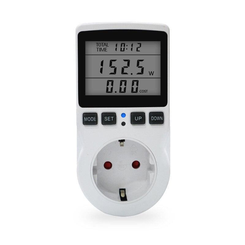 EU Plug Intelligent AC Power Meter Wattmeter Socket Billing Socket Power Monitor Overload Alarm