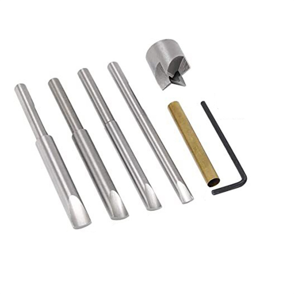 6pcs High-speed Steel 4-blade Milling Cutter Set Pen Reamer Woodworking Tool