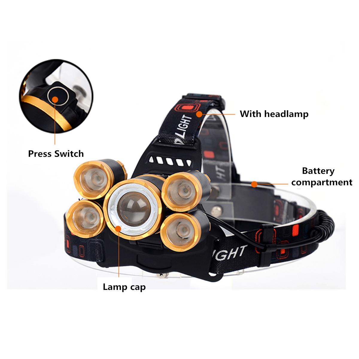 2500 Lumens Bicycle Headlamp 4 Switch Modes T6+ 4XPE White Light Mechanical Zoom