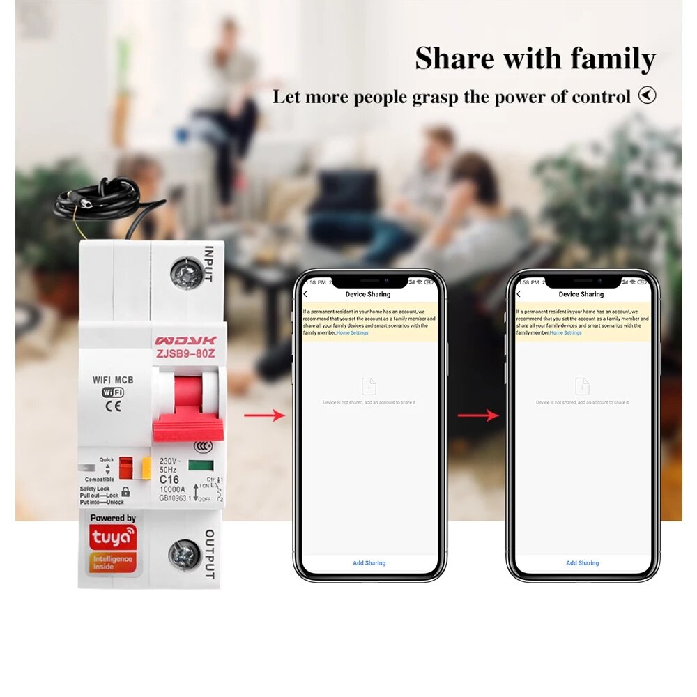 1P WiFi Smart Circuit Breaker Overload Short-circuit Protection Works with Alexa Google Home
