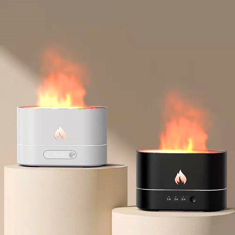 Creative Simulation Flame LED Night Light 3D Flame Aromatherapy Diffuser for Living Room Bedroom USB Rechargeable