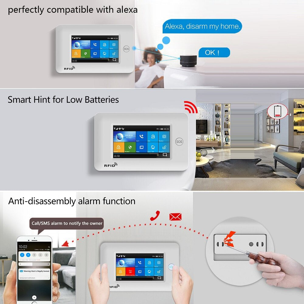 WiFi GSM GRRS Wireless Alarm System WiFi Intruder Security Alarm Kit APP Control for Android and iOS Smart Phone