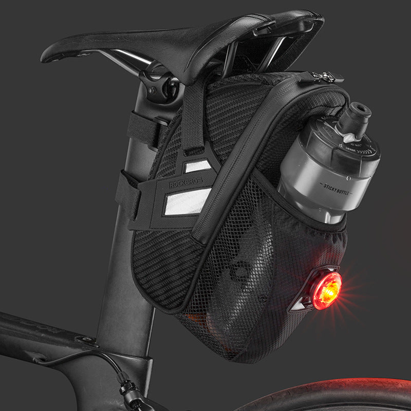 Bicycle Double Zipper Reflective Capacity Water Tail Bag Bottle Pocket