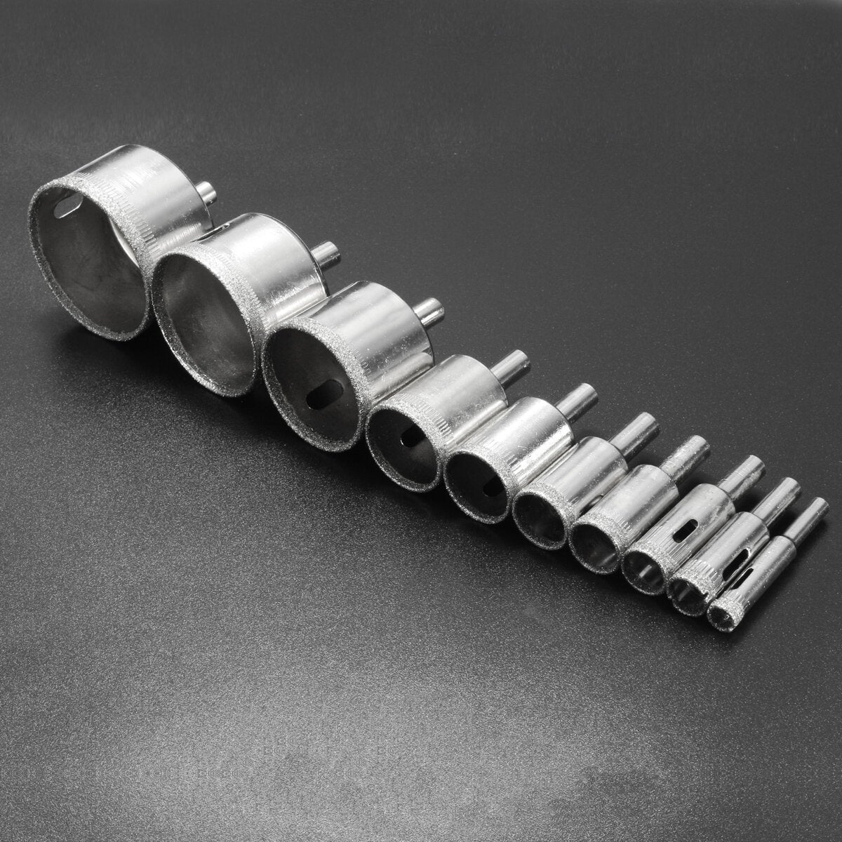 10pcs Diamond Hole Saw Set Tile Ceramic Glass Porcelain Marble 8mm-50mm Drill Bit