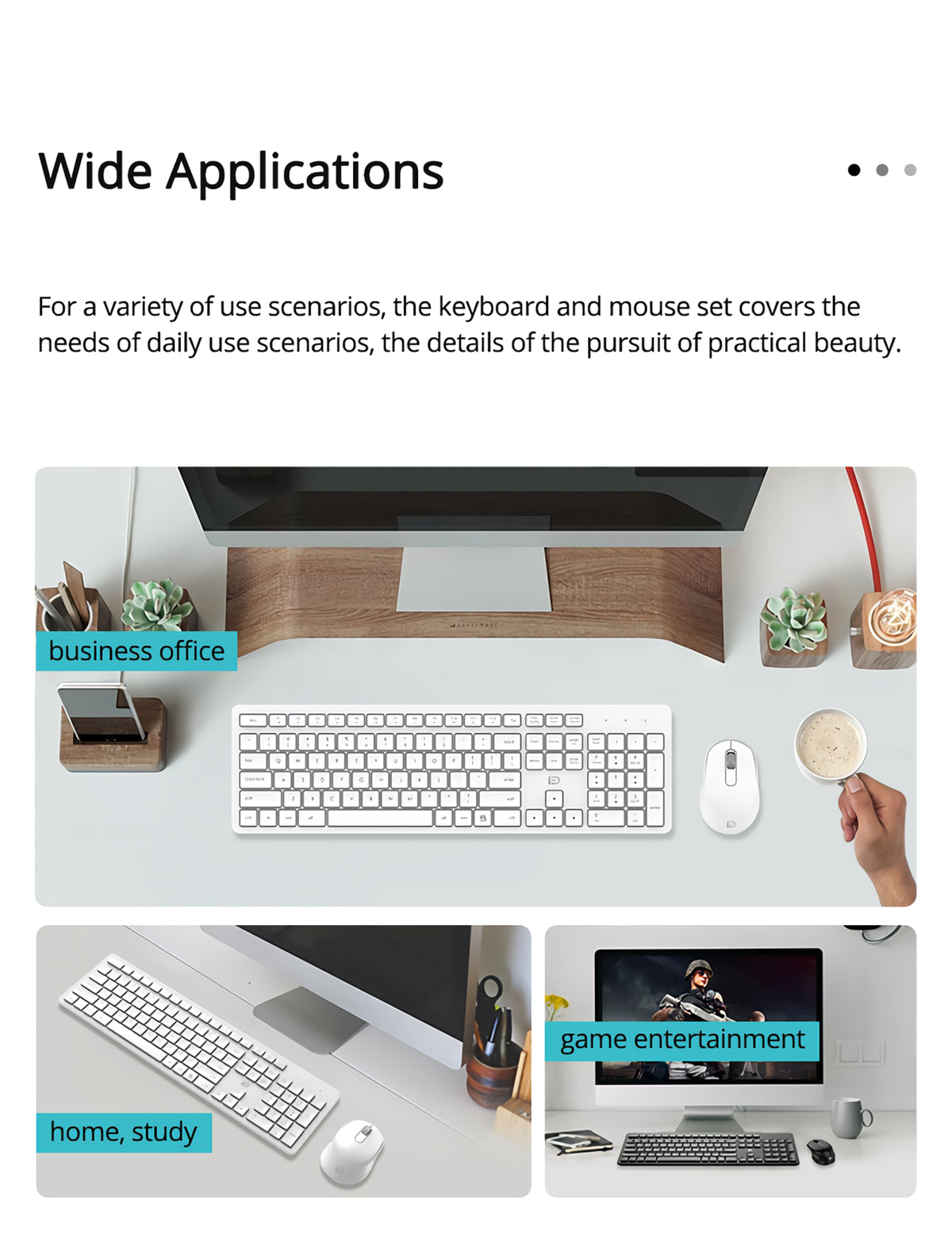 2.4G Wireless Keyboard & Mouse Set 104 Keys Business Keyboard 1200DPI 3 Buttons Silent Optical Home Office Mice for Computer Laptop PC