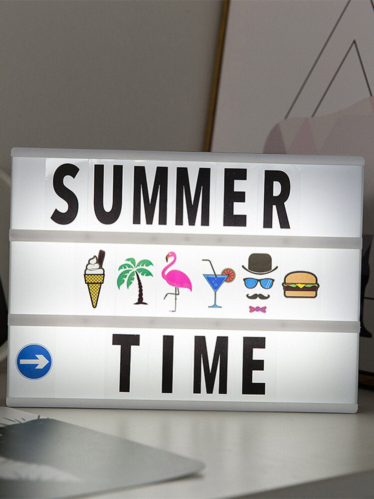 LED Creative Lamp with 96PCS Letter Message Cards DIY Combination A4 Light Box Photo Props Pendant