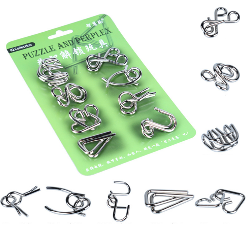 8Pcs Brain Puzzle Set Nine Series Set Student Toys Detachable Toys English Version