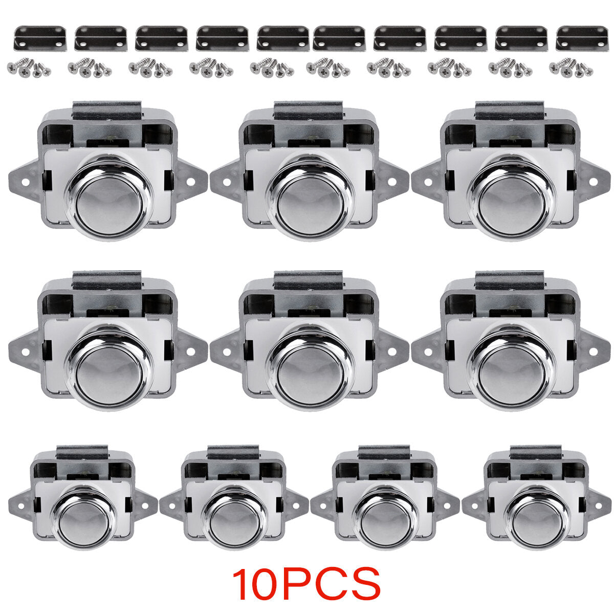 1/10PCS Push Button Catch Lock Drawer Cupboard Door Knob For Camper Van Caravan RV