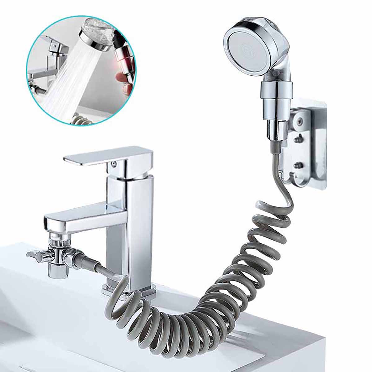 Bathroom Wash Face Basin Water Tap External Shower Head Toilet Hold Filter Flexible Hair Washing Faucet Rinser Extension Set