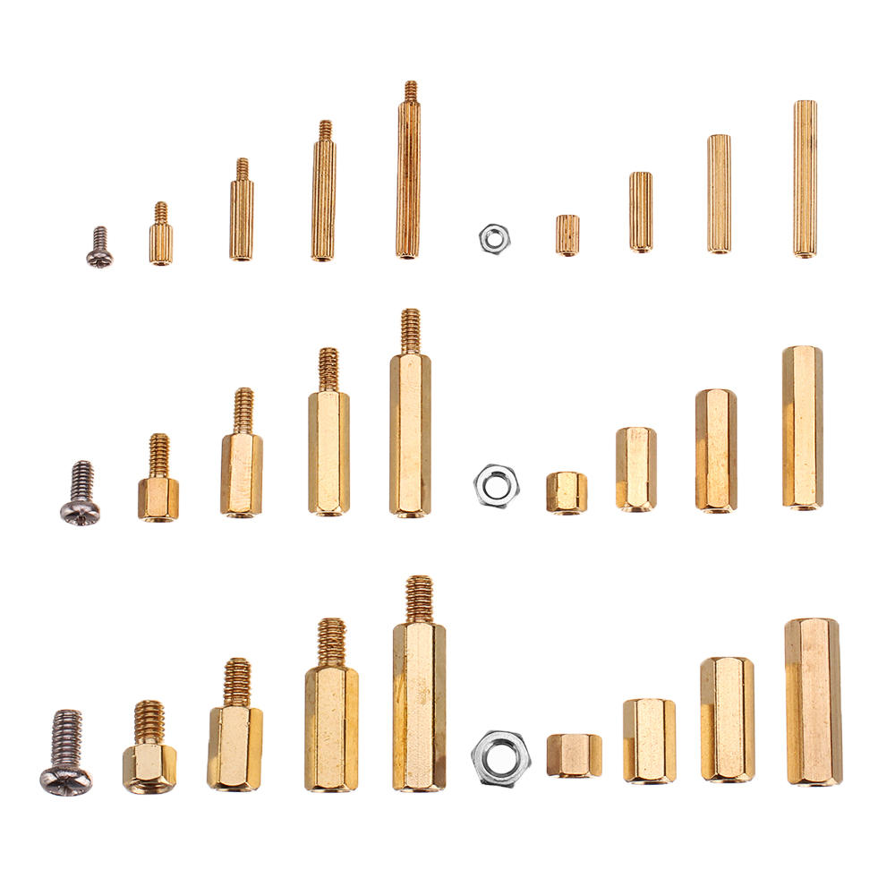 360Pcs M2/M3/M4 Male-Female Female-Female Knurled Brass Round Thread Hex Column Standoff Support Spacer Pillar for PCB Board