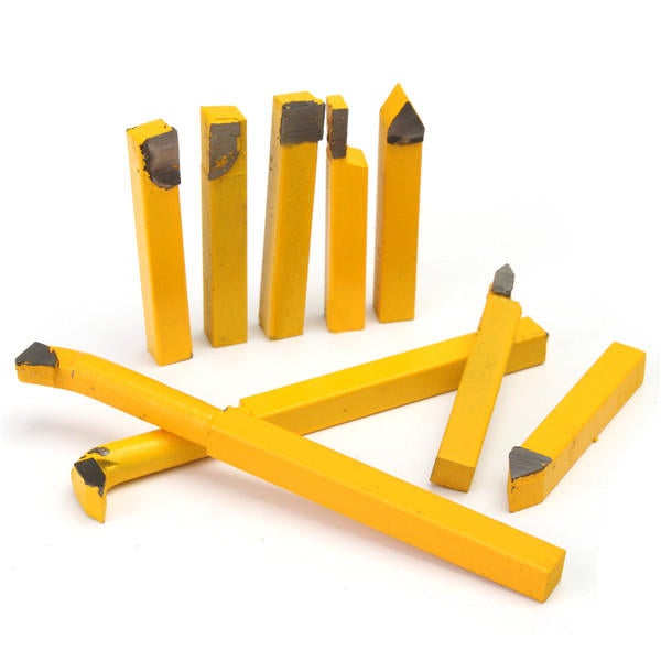 9pcs 8x8mm Carbide Lathe Turning Tool Holder Yellow