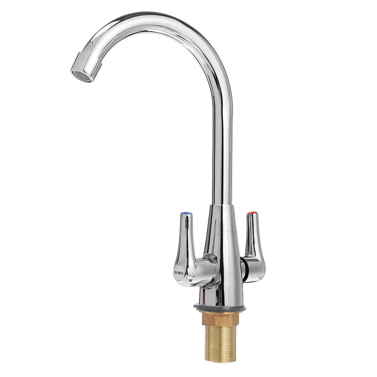 Kitchen Sink Faucet Tap Monobloc Round Mixer Twin Lever Handle
