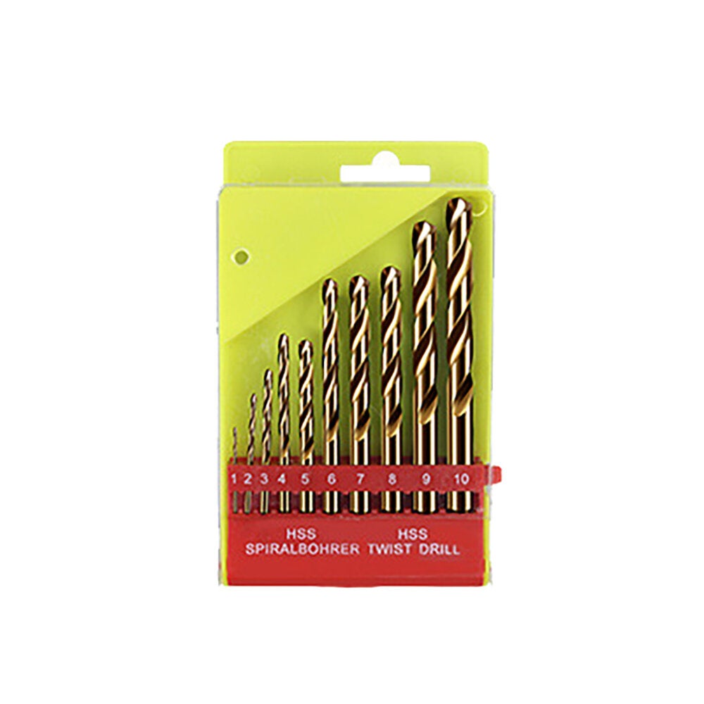 10Pcs 1-10mm High Speed Steel M35 Straight Shank Twist Drill Bits Set Quick Change Regular Drilling Tools with Plastic Box