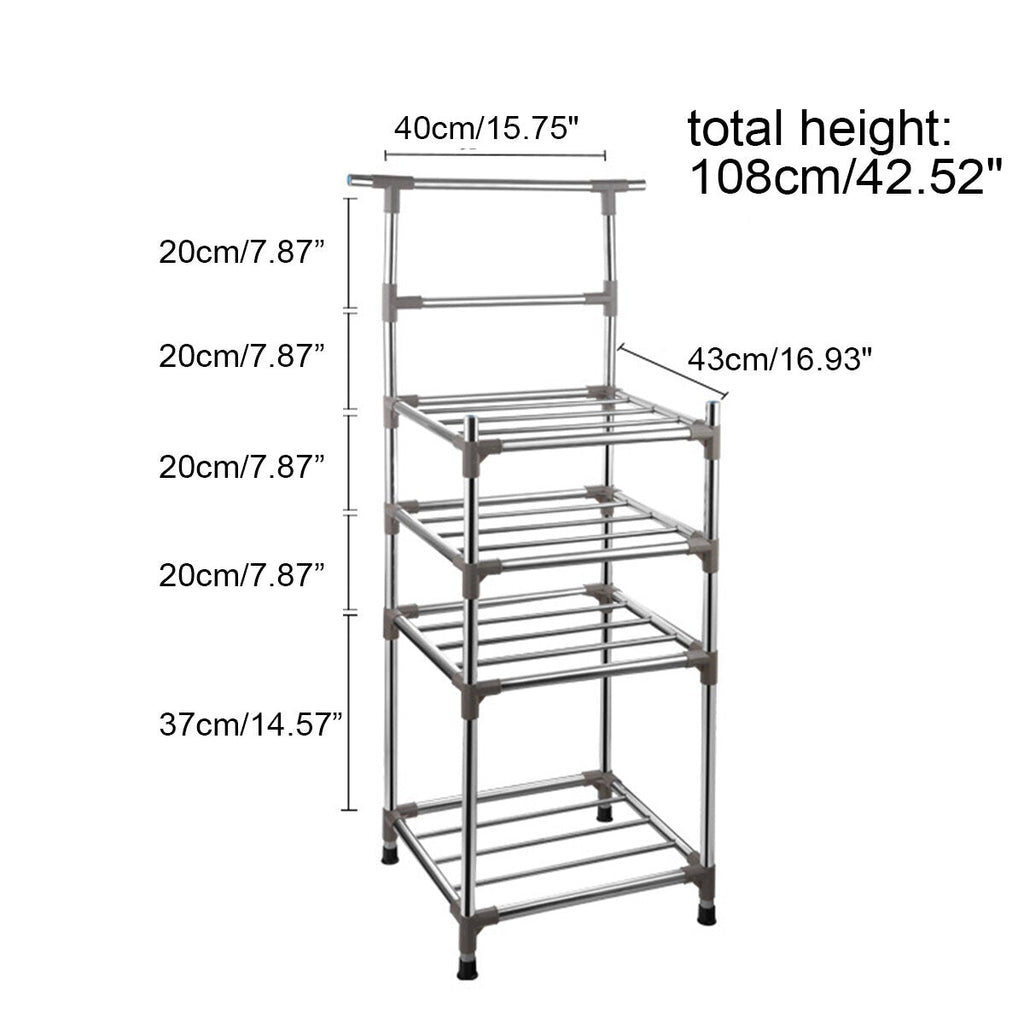 3/4 Layers Free-standing Stainless Steel Kitchen Rack Sheelf Pot Storage Holder