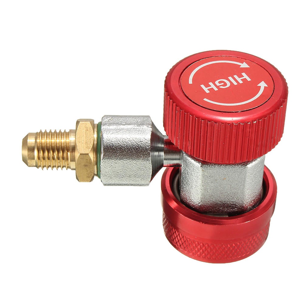 A/C R134a Low/High Quick Connect Adapter Coupler 90-degree Air-Conditioning Extractor Valve Core