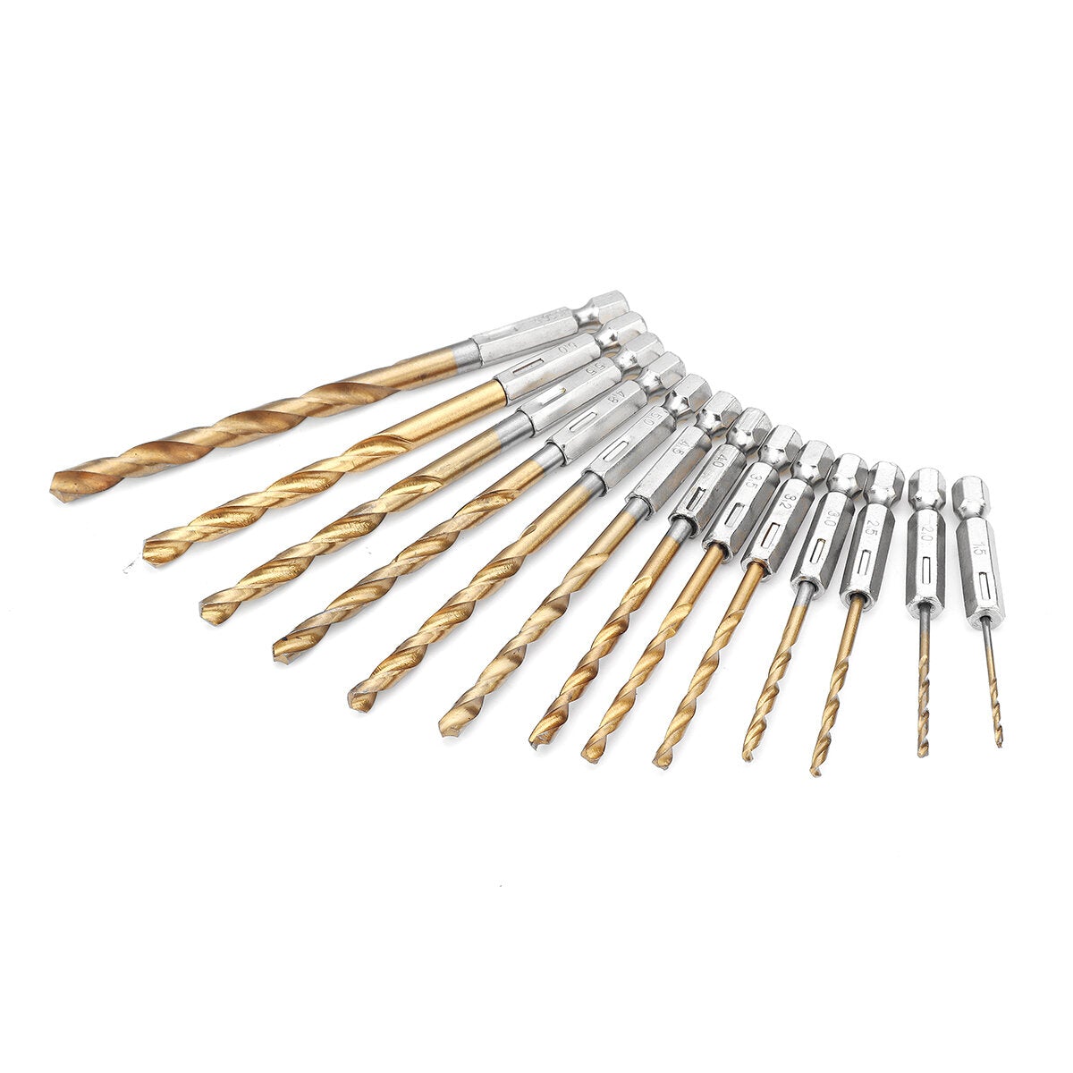 13Pcs HSS Drill Bit Titanium Coated Twist Bits Hex Shank 1.5-6.5mm High Speed Steel Set