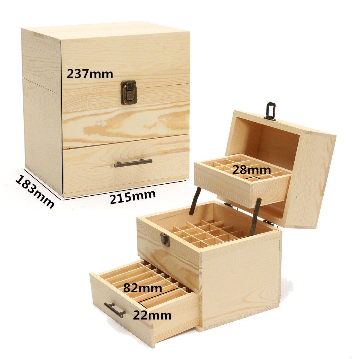 Wooden Three-layer Essential Oil Storage Box Sundries Case Container Protector