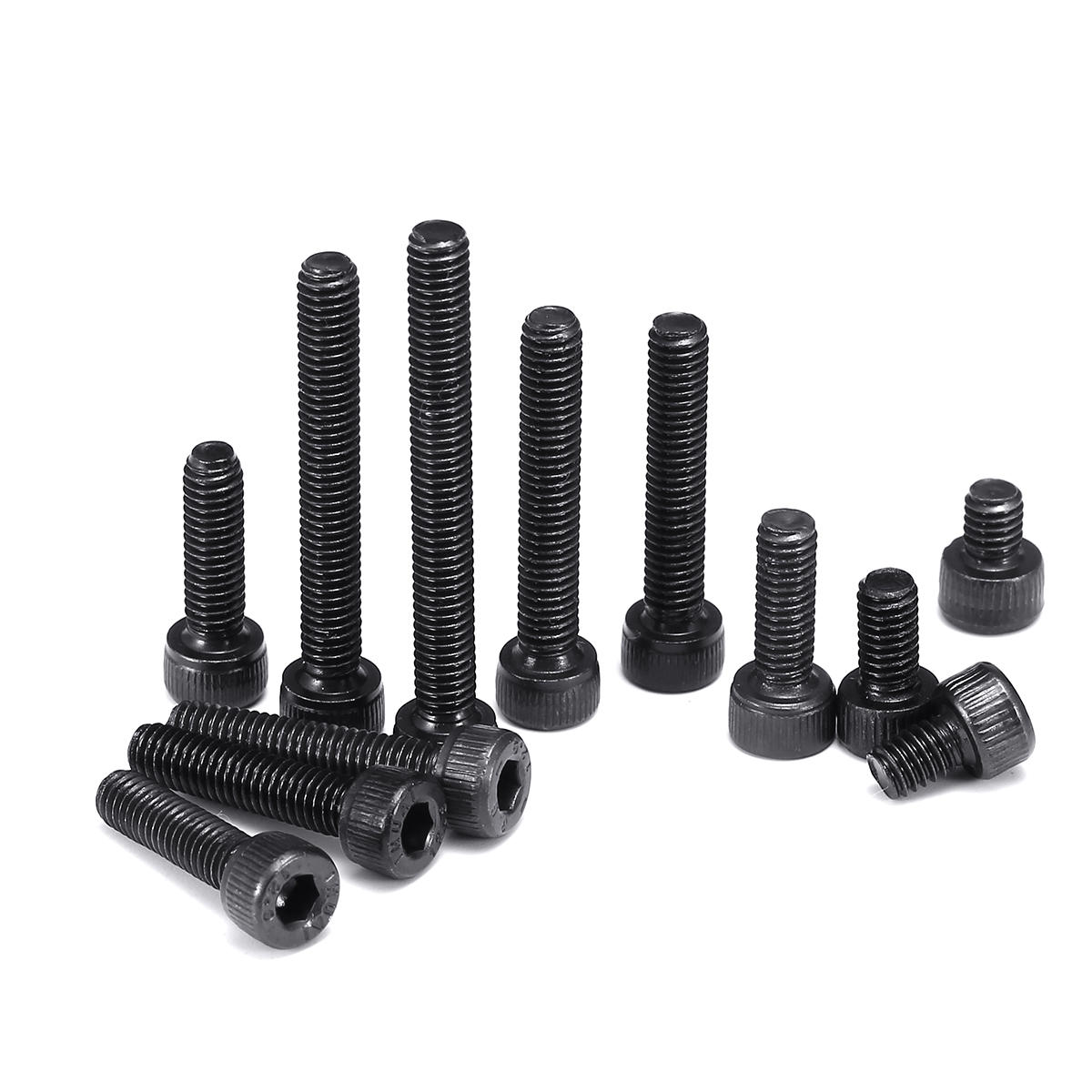 195Pcs M4 12.9 Grade Carbon Steel Hex Socket Cap Head Screw Bolts Assortment Set
