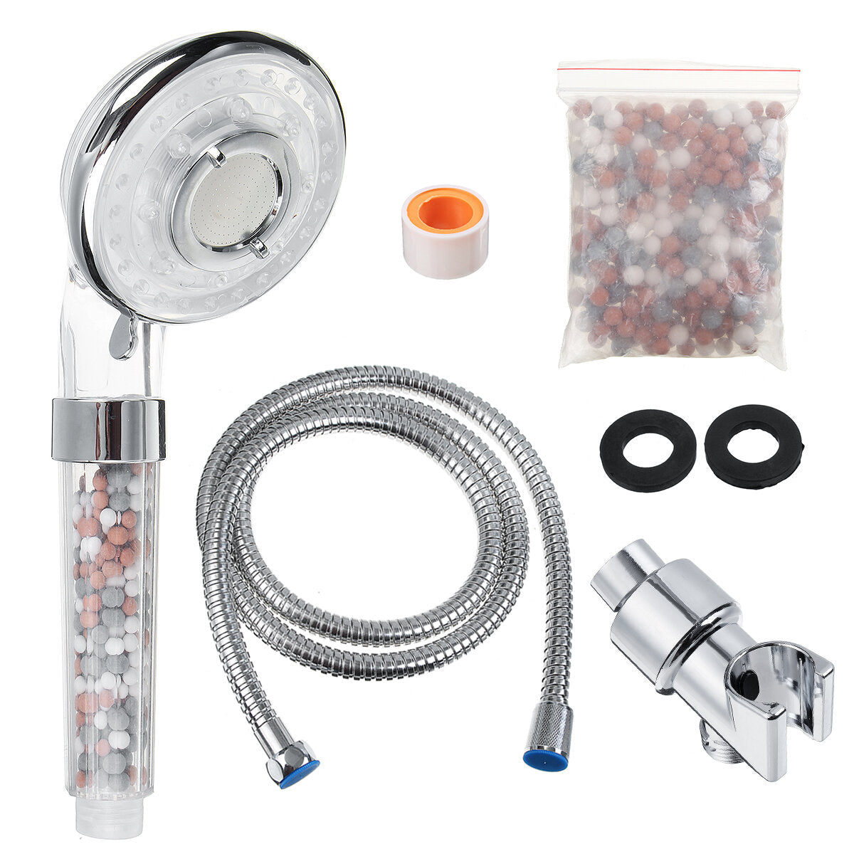 High Pressure Handheld Ionic Filter Shower Head Hose Holder Bathroom Healthy