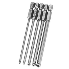 5pcs 2.5/3/4/5/6mm 100mm Magnetic Ball Screwdriver Bits 1/4 Inch Hex Shank