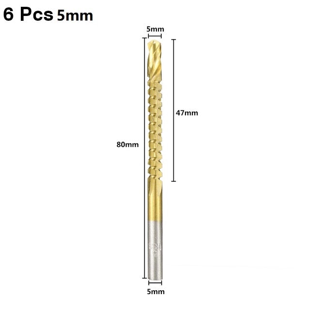 6pcs 3-8mm HSS Drill Bit Titanium Plating Coated Hole Saw Drill Bit Set Wood Hole Cutter Core Drill
