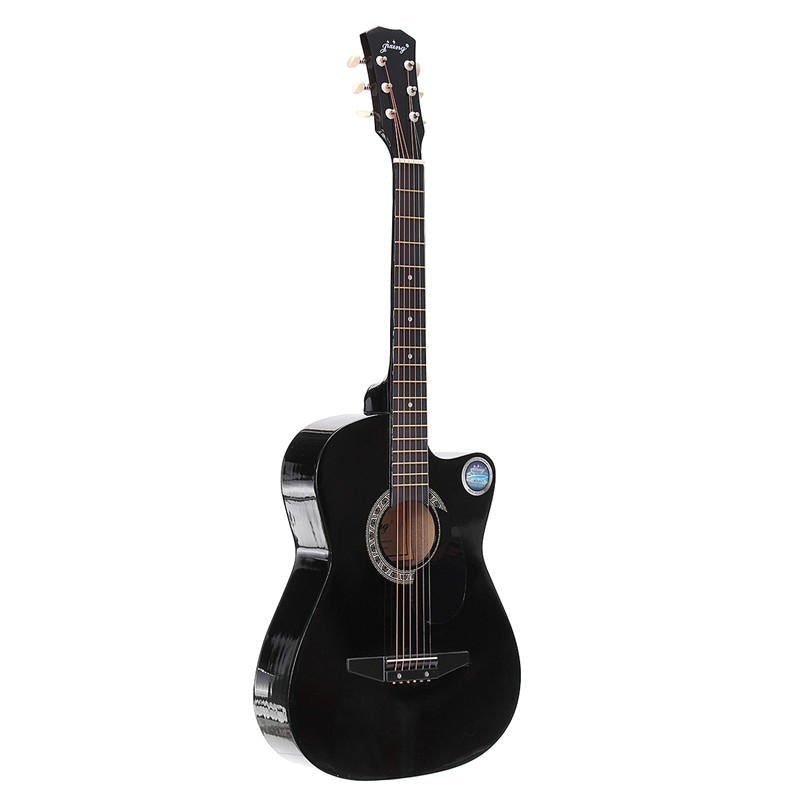 38 Inch Wooden Angled Acoustic Guitar 6 Color Folk Guitar with Storage Bag Gift for Beginner