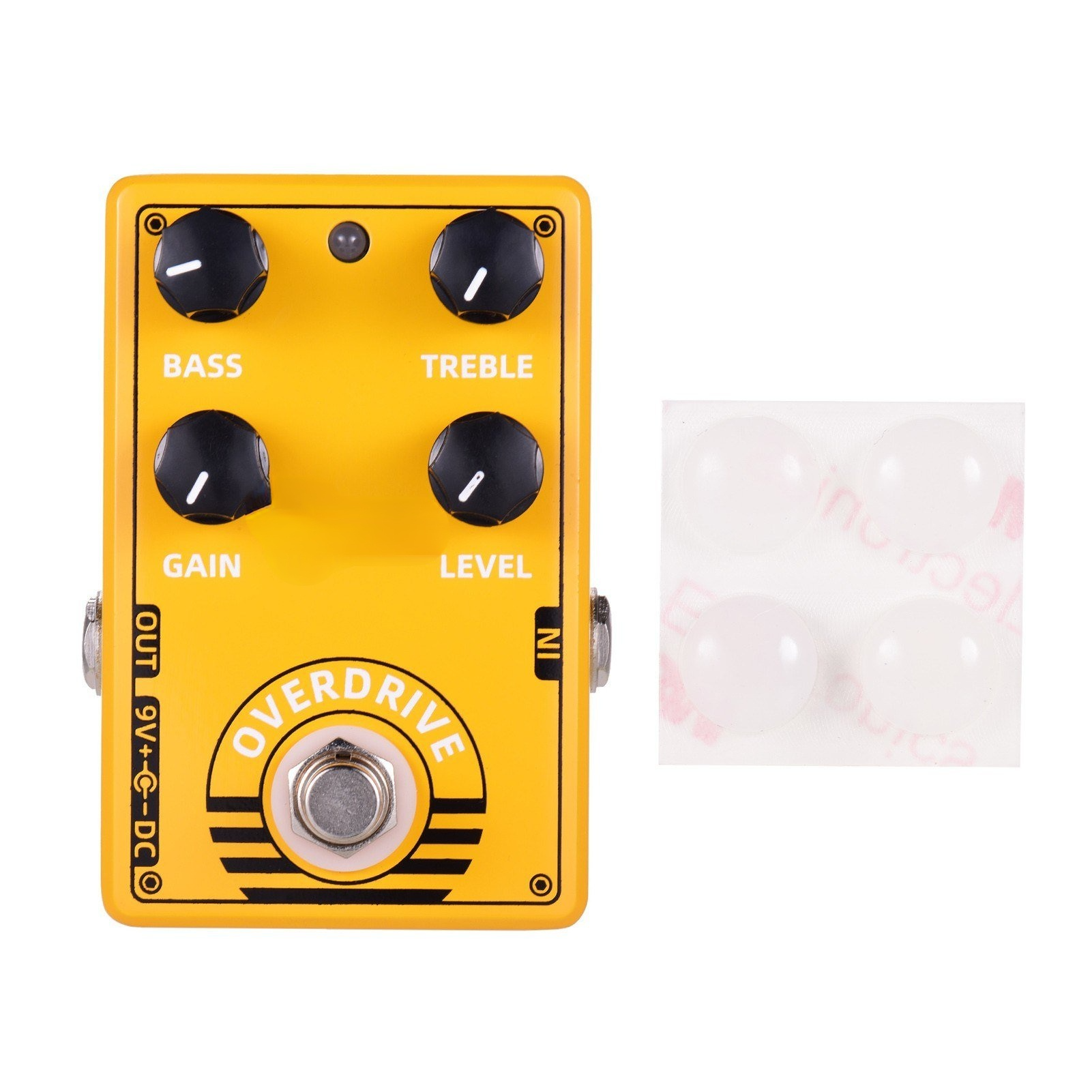 Overdrive Guitar Effect Pedal with Bass Treble Gain Level Controls and True Bypass Design