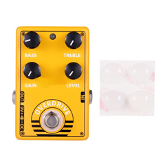 Overdrive Guitar Effect Pedal with Bass Treble Gain Level Controls and True Bypass Design