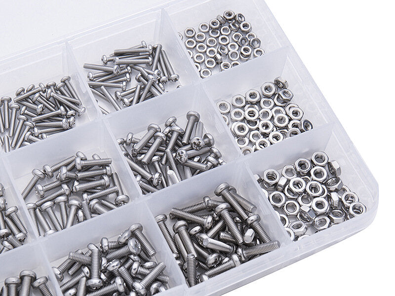 480Pcs Stainless Steel Phillips Pan Head Screws Nuts Assortment Kit M2 M2.5 M3