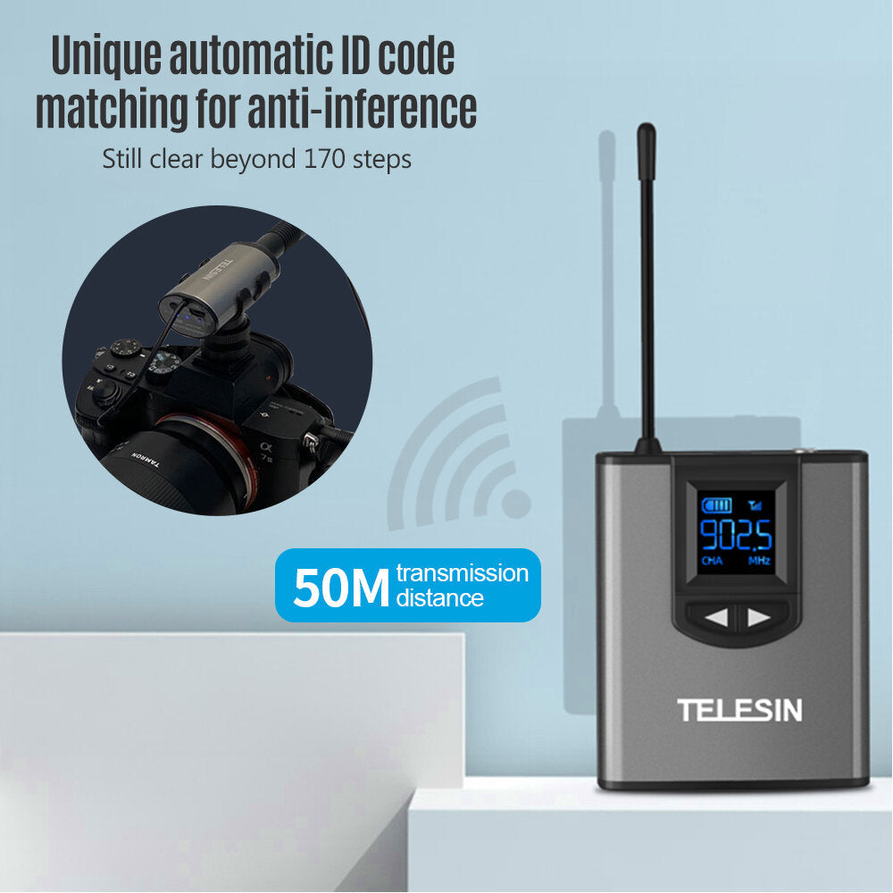 UHF Wireless Lavalier Microphone 50m Mic Handheld + Headset for Live Stream Teaching Recording
