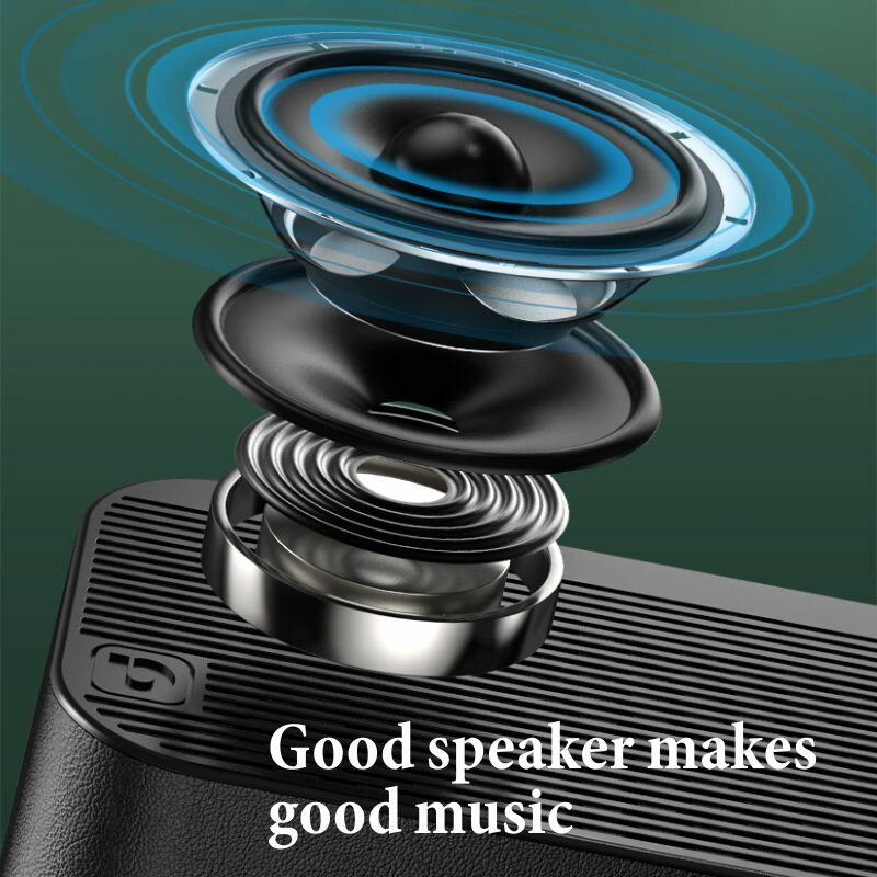 Bluetooth 5.0 Speaker Alarm Clock Night Light Multiple Play Modes LED Display 360 Surround Stereo Sound 1800mAh Battery Life