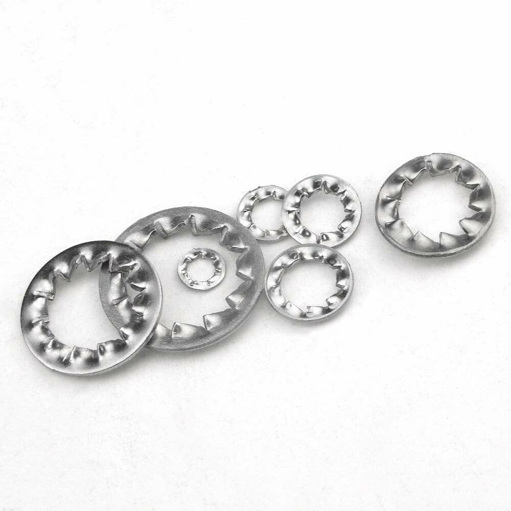390Pcs 304 Stainless Steel Internal Tooth Lock Washers Anti-loosening Washer M3-M12 Assortment Kit