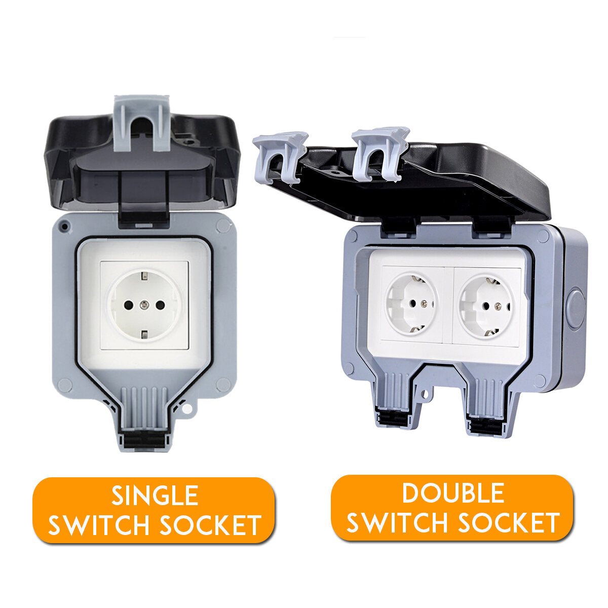 Outdoor Wall Single Double Socket Waterproof Box Dustproof Plug Socket Box 250V