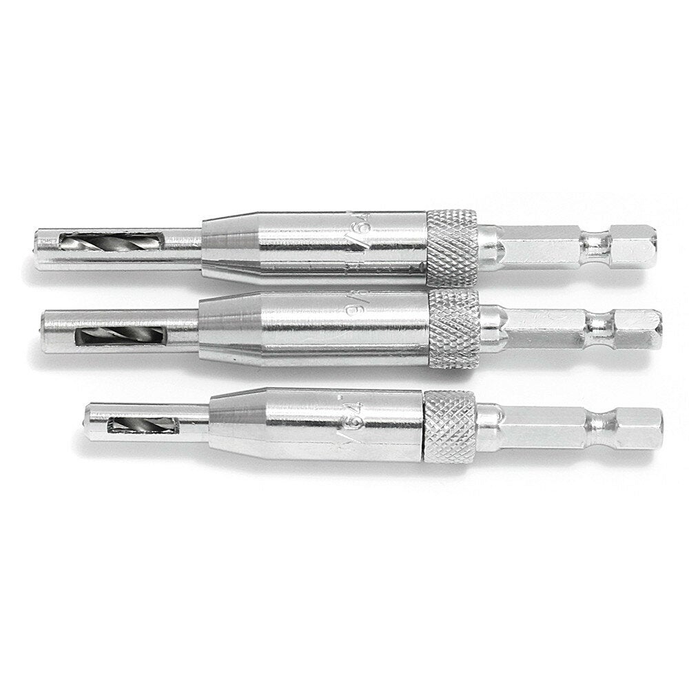3pcs HSS Self Centering Hinge Drill Bit Holes Wood Working Reaming Tool Countersink