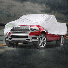 Pickup Truck Full Covers 190T Painted Silver with Windproof Straps Sun UV Snow Dust Resistant Protection Indoor Outdoor