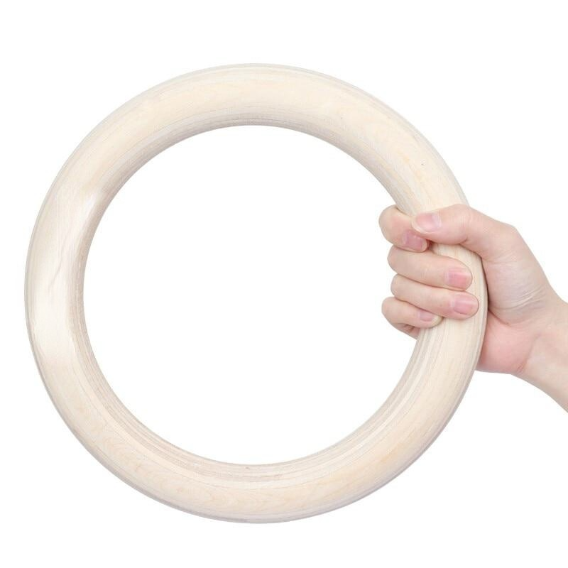 Wood Gymnastic Gym Rings with Adjustable Long Buckles Straps Workout For Home & Cross