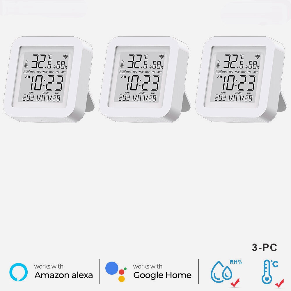 WIFI Wireless Temperature And Humidity Sensor Indoor Smart Digital Display Electronic Thermometer Works With Alexa And Google Home
