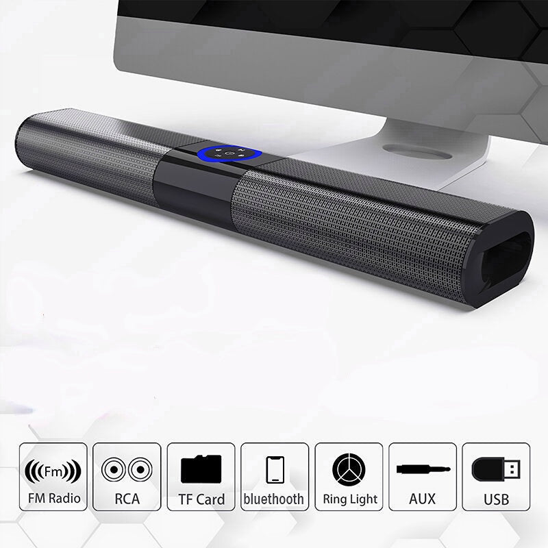 Bluetooth Speaker 20W Wireless Home TV Soundbar RGB Hi-Fi Sound FM Radio TF Card AUX Portable Computer Speaker