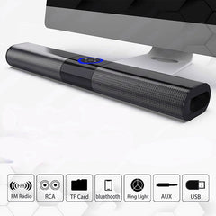 Bluetooth Speaker 20W Wireless Home TV Soundbar RGB Hi-Fi Sound FM Radio TF Card AUX Portable Computer Speaker